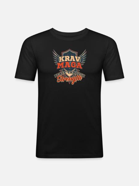 Krav Maga Peace Through Strength - Men's Slim Fit T-Shirt - black