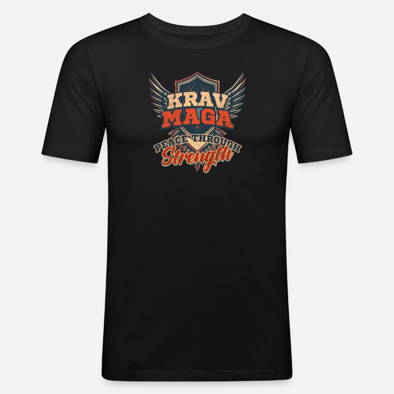 Krav Maga Peace Through Strength - Men's Slim Fit T-Shirt - black