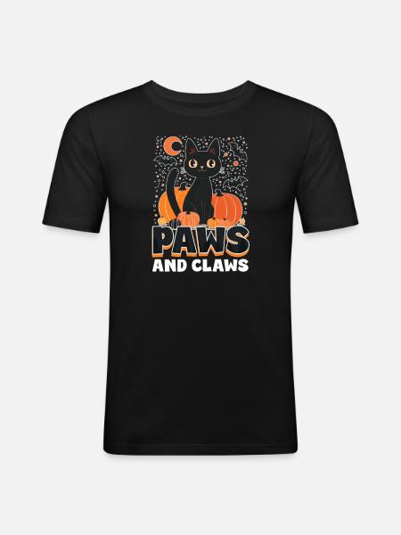 Halloween Cat Paws And Claws - Men's Slim Fit T-Shirt - black