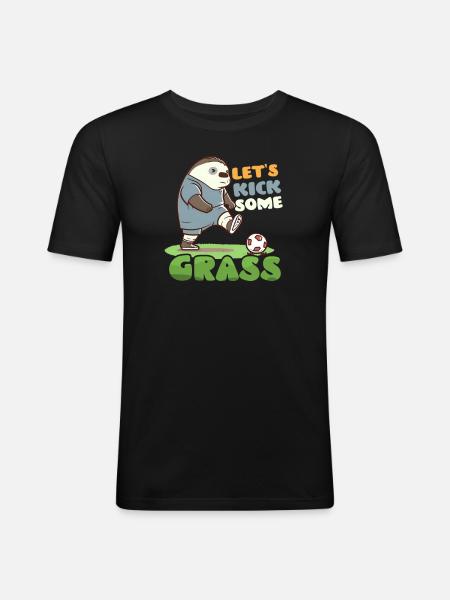Soccer Player Kick Some Grass - Men's Slim Fit T-Shirt - black