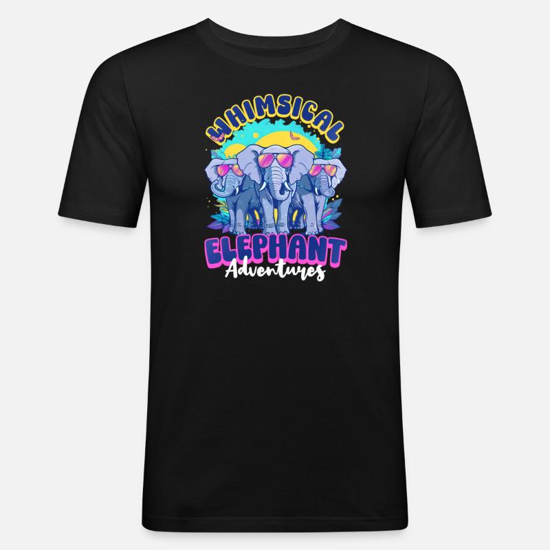Elephant Whimsical Elephant Adventures - T-shirt près du corps Homme - noir