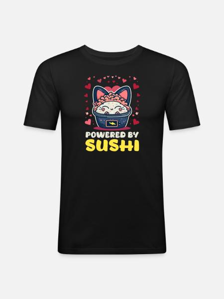 Sushi Roll Powered By Sushi - Men's Slim Fit T-Shirt - black
