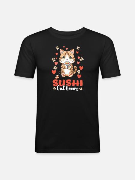 Sushi Roll Sushi Cat Lover - Men's Slim Fit T-Shirt - black
