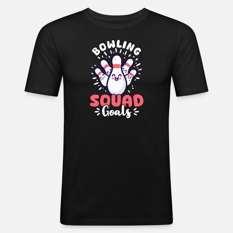Bowling Bowling Squad Ziele - Männer Slim Fit T-Shirt - Schwarz
