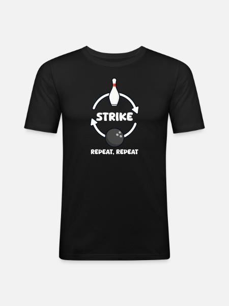 Bowling Strike, Repeat, Repeat - Men's Slim Fit T-Shirt - black