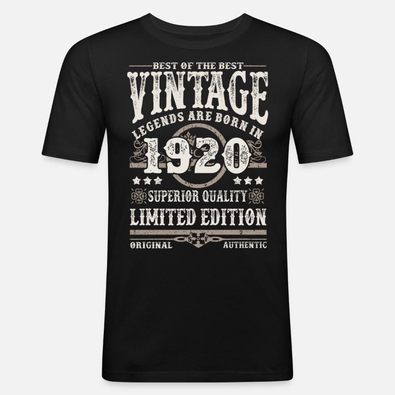Legenden werden 1920 geboren - Männer Slim Fit T-Shirt - Schwarz