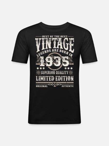 Legenden werden 1935 geboren - Männer Slim Fit T-Shirt - Schwarz