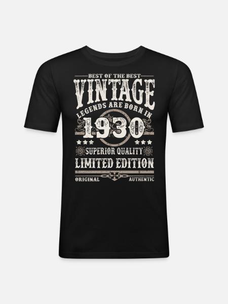 Legenden werden 1930 geboren - Männer Slim Fit T-Shirt - Schwarz