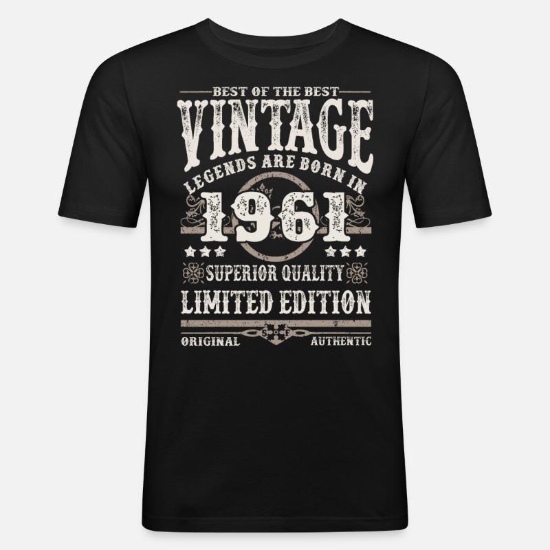 Legenden werden 1961 geboren - Männer Slim Fit T-Shirt - Schwarz