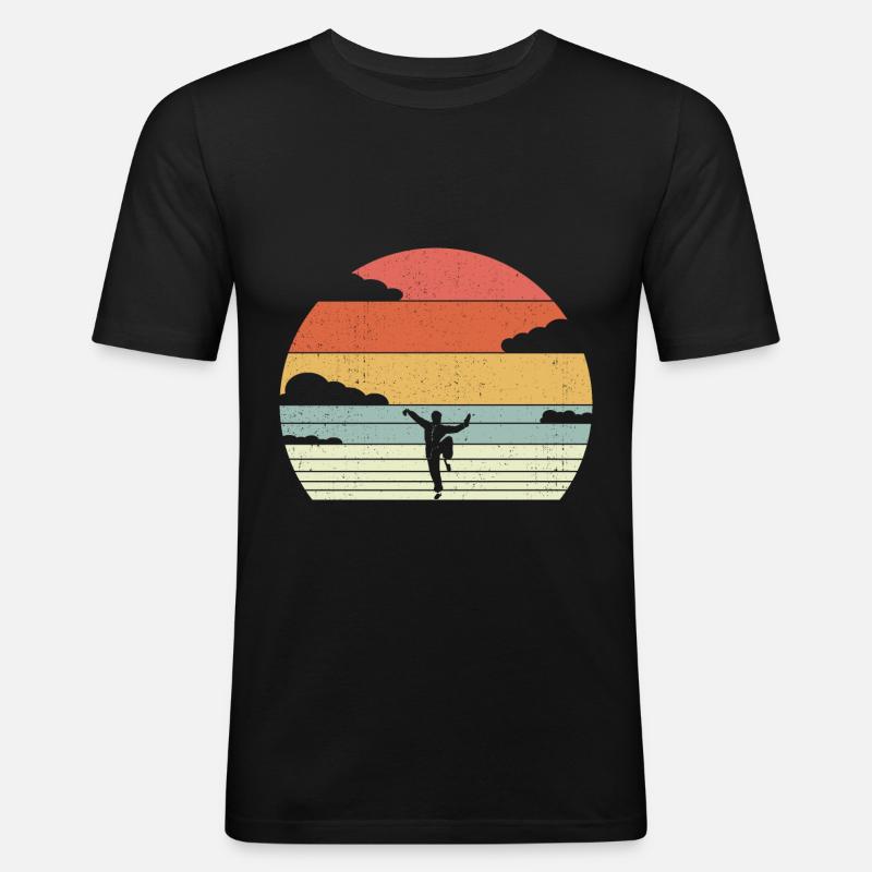 Kung Fu - Männer Slim Fit T-Shirt - Schwarz