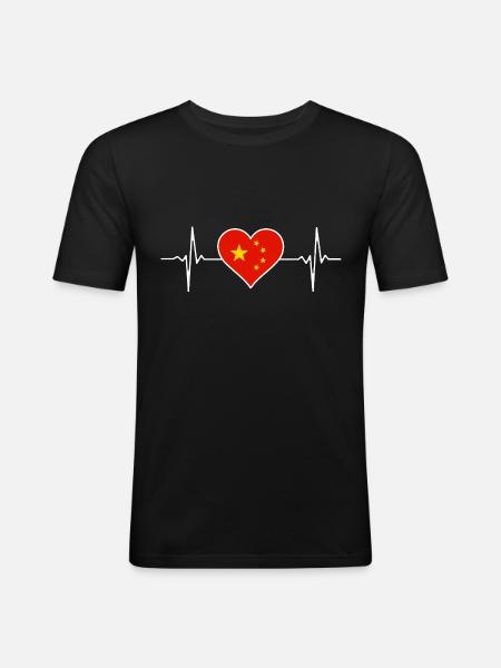 China Heartbeat - Men's Slim Fit T-Shirt - black
