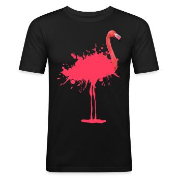 Flamingo - color blob - Men's Slim Fit T-Shirt - black - Front - Nik (191cm)