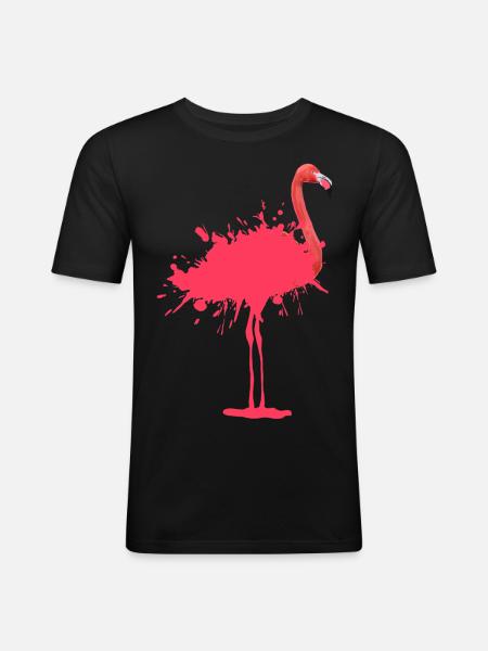 Flamingo - Farbklecks - T-shirt près du corps Homme - noir