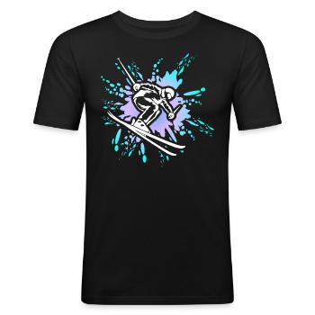 Skiing Ski Holiday Winter Sports Gift - Men's Slim Fit T-Shirt - black - Front - Nik (191cm)