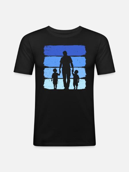 Far og to sønner T-shirt Far og 2 børn - Herre Slim Fit T-Shirt - sort