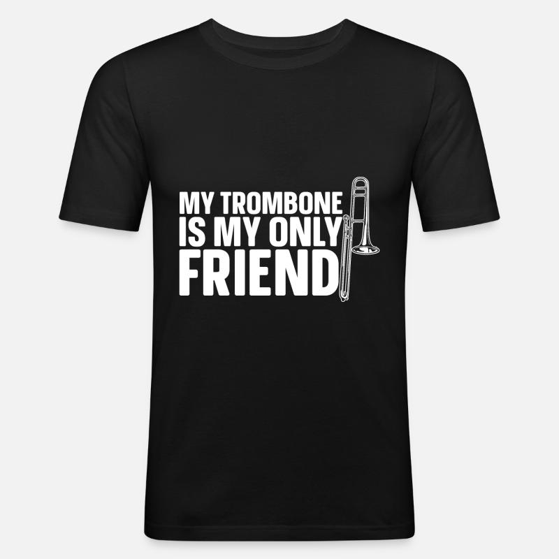 Posaune - Männer Slim Fit T-Shirt - Schwarz