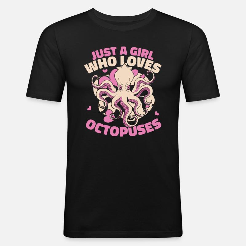 Octopus Kraken Cuttlefish Tier - Männer Slim Fit T-Shirt - Schwarz