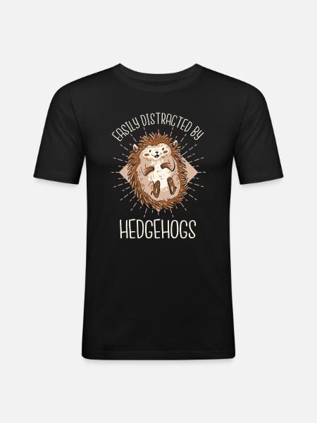 Igel Stachelig Tier Igel - Männer Slim Fit T-Shirt - Schwarz