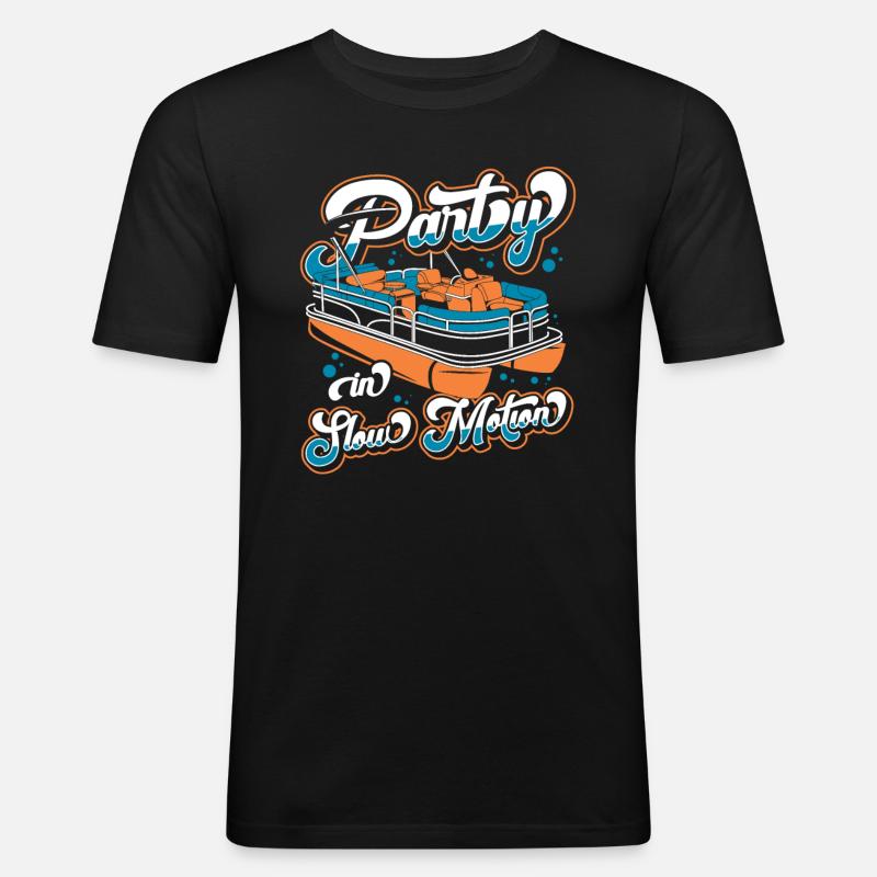 Pontonboot Kapitän Ponton Boote - Männer Slim Fit T-Shirt - Schwarz
