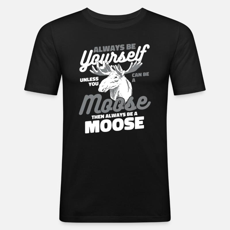 Elch Elche Hirsch Tier - Männer Slim Fit T-Shirt - Schwarz