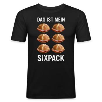Leberkäs Bayern Leberkas Semmel Fleischkäse - Männer Slim Fit T-Shirt - Schwarz - Vorne - Nik (191cm)