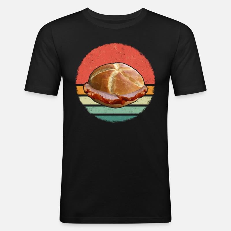 Leberkäs Bayern Leberkas Semmel Fleischkäse - Männer Slim Fit T-Shirt - Schwarz