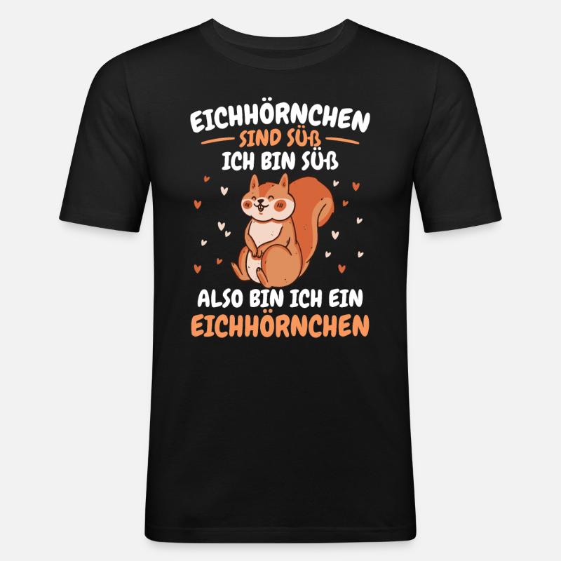 Eichhörnchen Baumhörnchen Squirrel - Männer Slim Fit T-Shirt - Schwarz