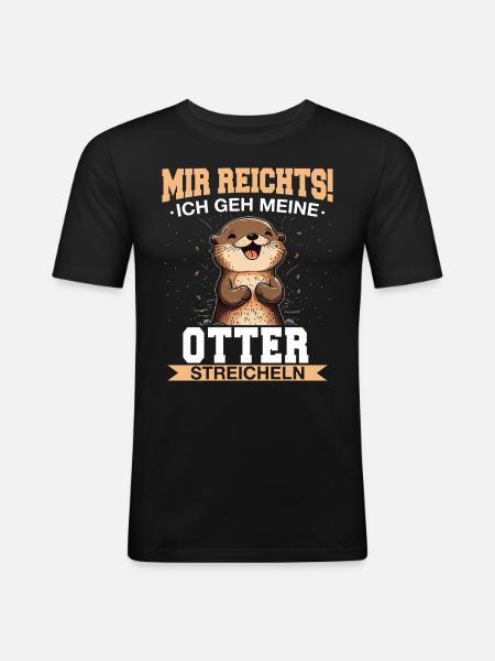 Otter Seeotter - Männer Slim Fit T-Shirt - Schwarz