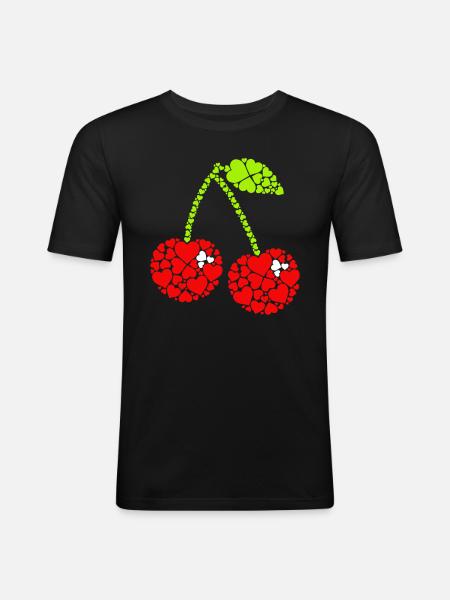Cherry Fruit Cherries Cherry - Men's Slim Fit T-Shirt - black