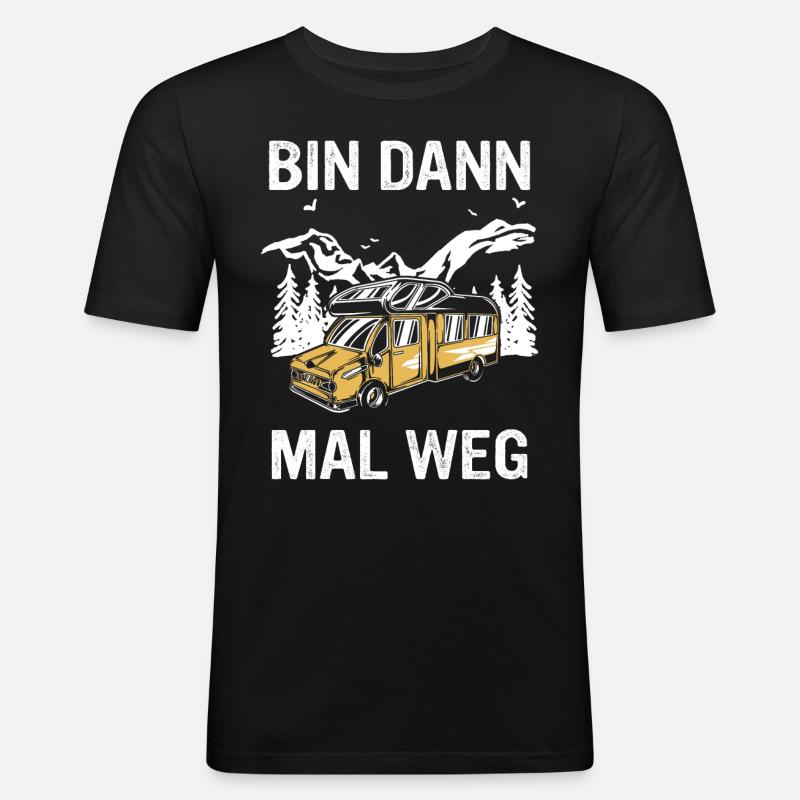 Camping Wohnwagen Camper - Männer Slim Fit T-Shirt - Schwarz