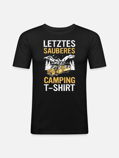 Camping Wohnwagen Camper - Männer Slim Fit T-Shirt - Schwarz
