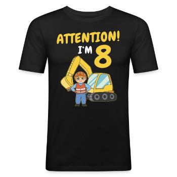 Geschenk 8 Jahre Geburtstagskind - Männer Slim Fit T-Shirt - Schwarz - Vorne - Nik (191cm)