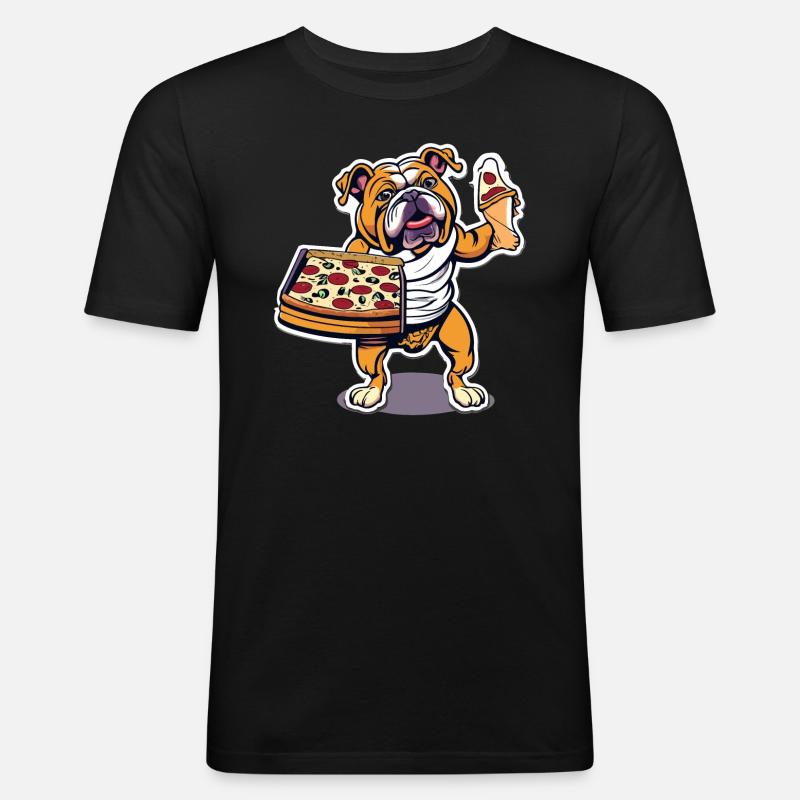 Pizza - Männer Slim Fit T-Shirt - Schwarz
