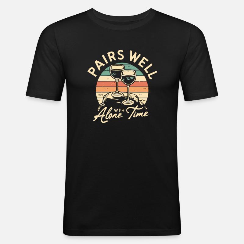 Wein - Männer Slim Fit T-Shirt - Schwarz