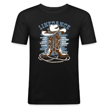 Linedance - Stöckelschuhe Westernstiefel - Spruch - Männer Slim Fit T-Shirt - Schwarz - Vorne - Nik (191cm)