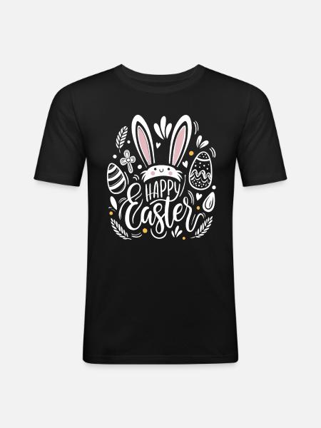 Happy Easter - Osterhase - Osterei - Geschenk - Männer Slim Fit T-Shirt - Schwarz