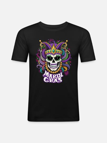 Mardi Gras - Carnival - Skull - Gift - Men's Slim Fit T-Shirt - black