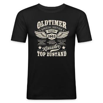 Oldtimer Baujahr 1962 - Geburtstag - Geschenk - Männer Slim Fit T-Shirt - Schwarz - Vorne - Nik (191cm)