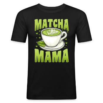 Matcha Green Bubble Tea Latte Boba Matcha Mama - Men's Slim Fit T-Shirt - black - Front - Nik (191cm)