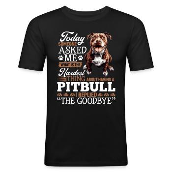 Propriétaire de chien Pitbull Terrier - T-shirt près du corps Homme - noir - Devant - Nik (191cm)