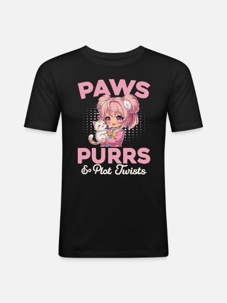 Anime & Chats Kawaii - T-shirt près du corps Homme - noir