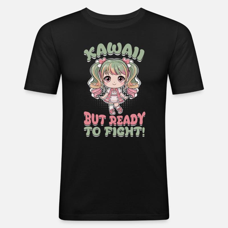 Anime Chibi Kawaii - Männer Slim Fit T-Shirt - Schwarz