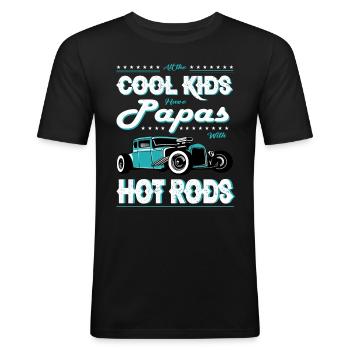 Alla coola barn har pappor med hot rods - Slim Fit T-shirt herr - svart - Fram - Nik (191cm)