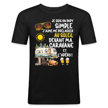 La Caravane De Mon Papy Il L'Aime Bien - T-shirt près du corps Homme - noir - Devant - Nik (191cm)