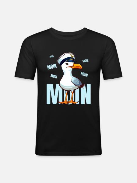 Hamburg Moin Seagull Sailor Sea Funny North Harbor - Men's Slim Fit T-Shirt - black