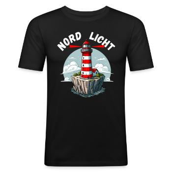 Hamburg Leuchtturm Nordsee Hamburger Küste Norden - Männer Slim Fit T-Shirt - Schwarz - Vorne - Nik (191cm)