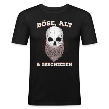 Böse, Alt & Geschieden Geschenk - Männer Slim Fit T-Shirt - Schwarz - Vorne - Nik (191cm)