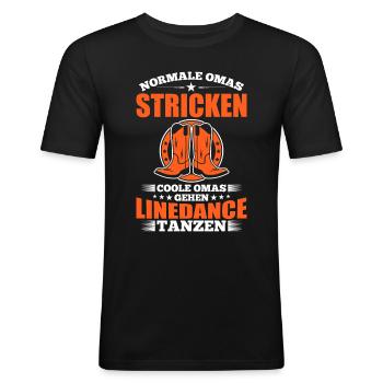 Normale Omas Stricken Coole Omas Gehen Linedance T - Männer Slim Fit T-Shirt - Schwarz - Vorne - Nik (191cm)