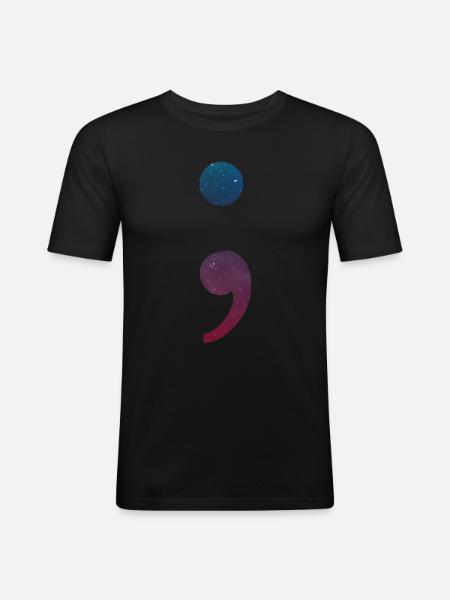 Santé mentale Dépression Point-virgule - T-shirt près du corps Homme - noir