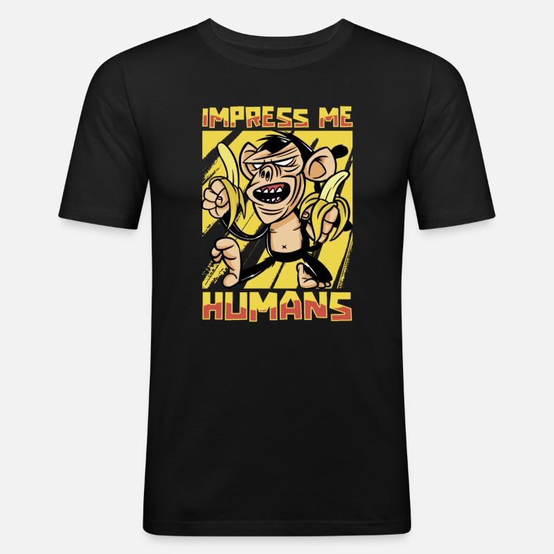 Affe Banane - Männer Slim Fit T-Shirt - Schwarz
